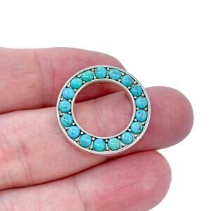 Estate Sterling Silver 925 Turquoise Circle Pendant